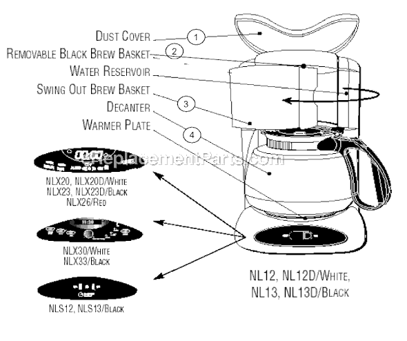 Page A Diagram and Parts List for NLX26  Mr Coffee Coffee Maker